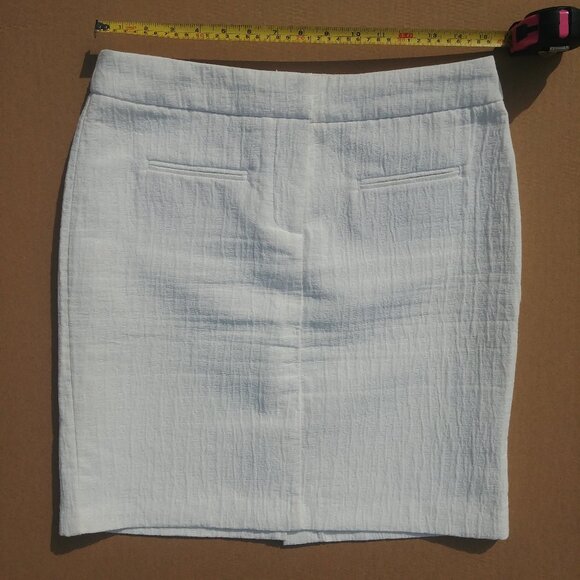 Cynthia Rowley white cotton blend textured skirt back slit sz 6 - Picture 6 of 9